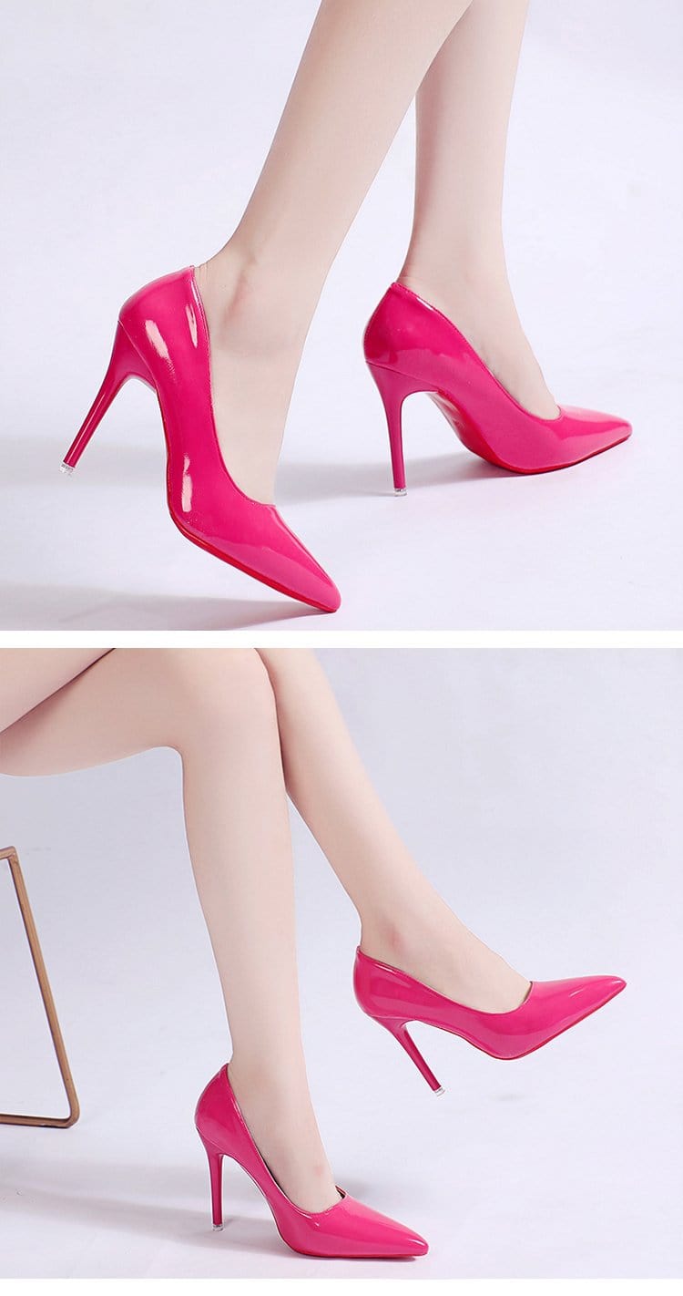 solovedress 2024 New Pointed Toe High Heels Women's Stiletto Patent Leather Red Wedding Shoes