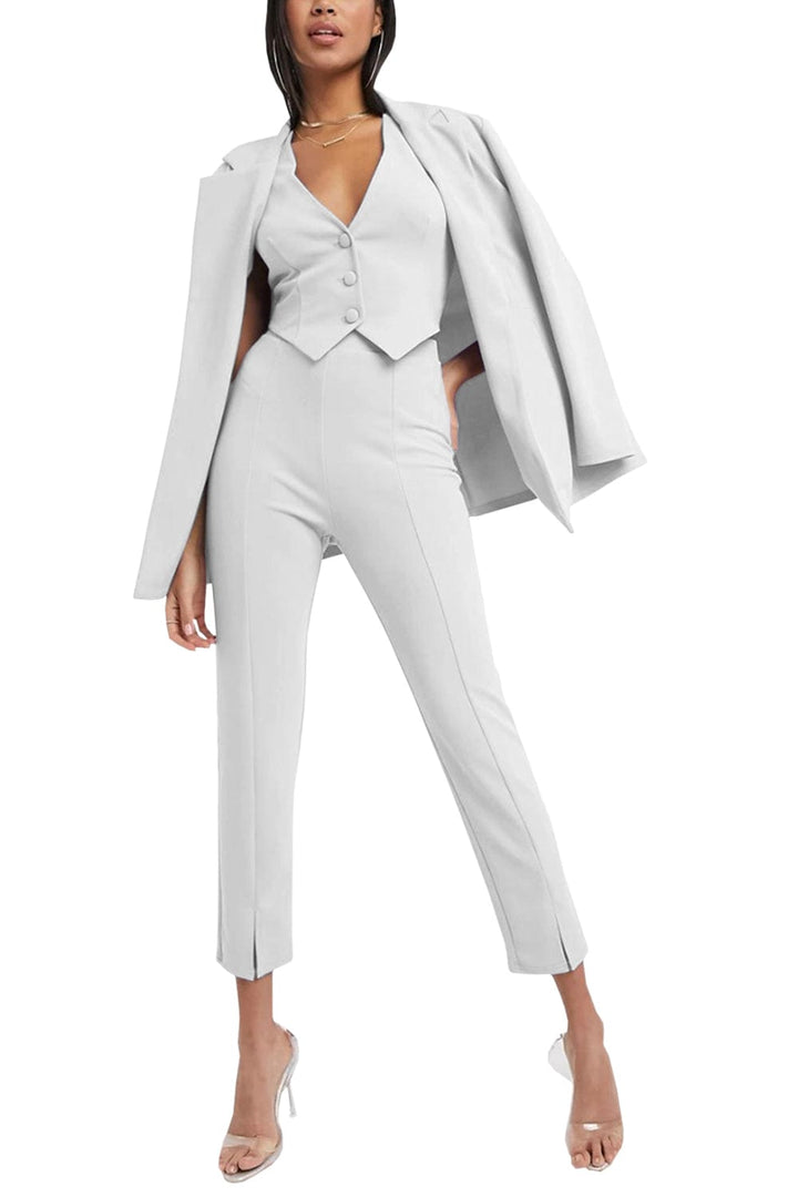 solovedress 3 Piece Single Buttons Peak Lapel Fashion Slim Fit Women Suit (Blazer+Vest+Pants)