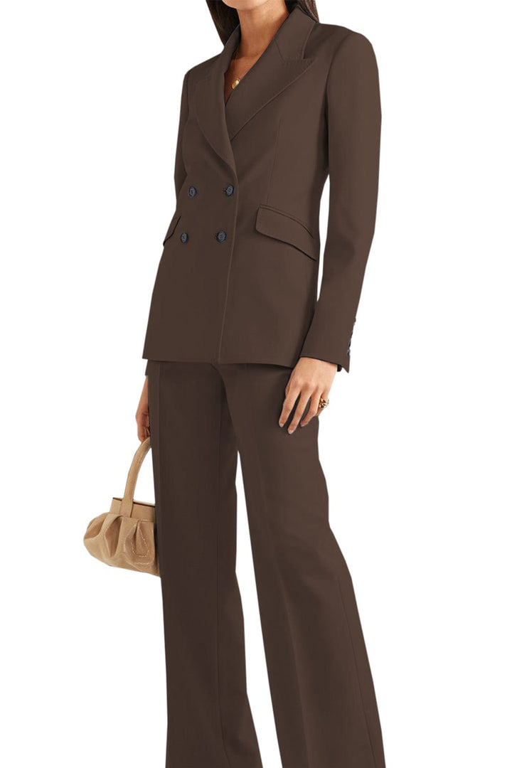 solovedress Business Casual Womens Suit 2 Piece Double Breasted Peak Lapel Blazer (Blazer+Pants)