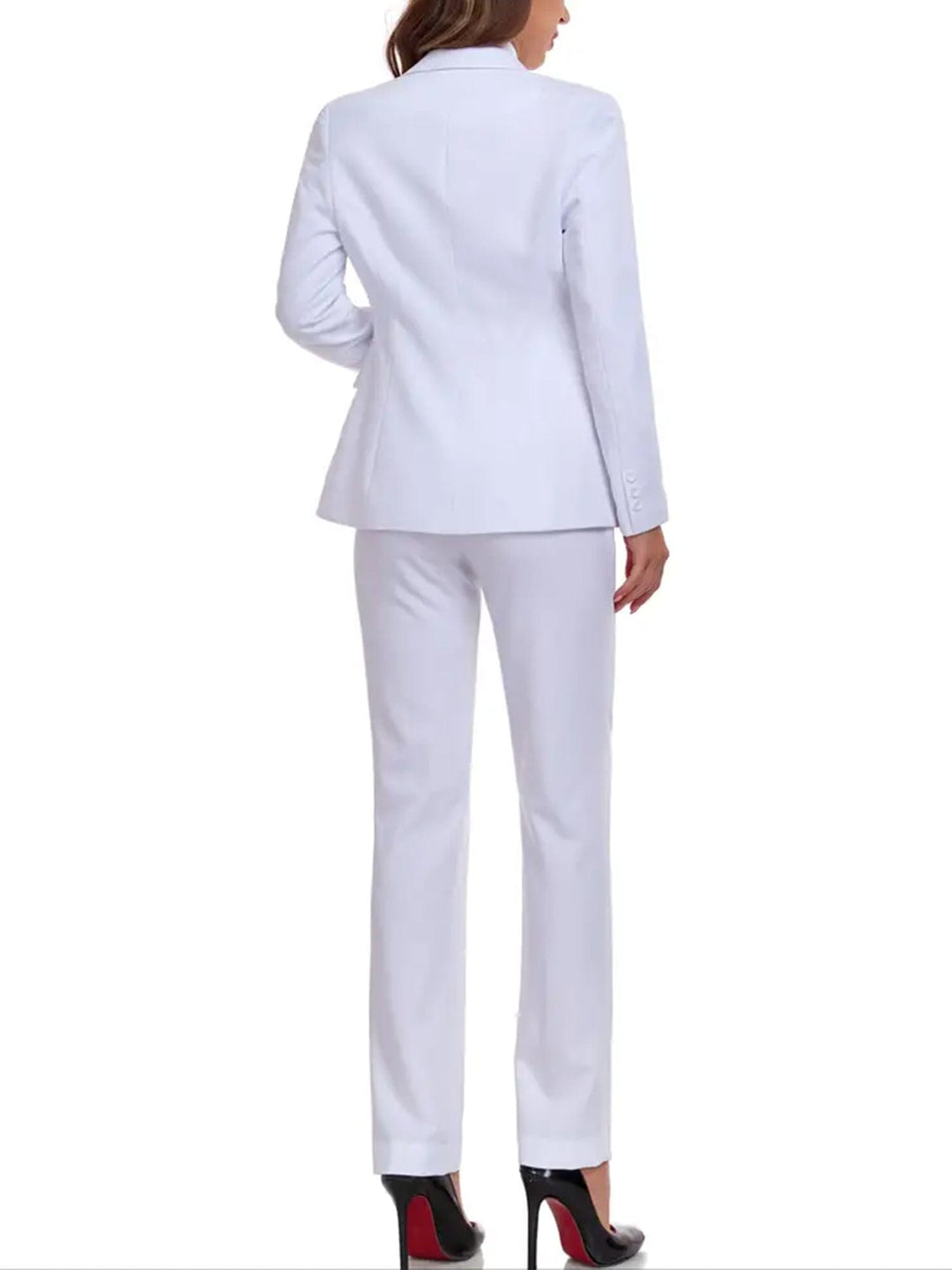 solovedress White Women Suit 2 Piece Single Buttons Notch Lapel Jacket (Blazer+Pants)