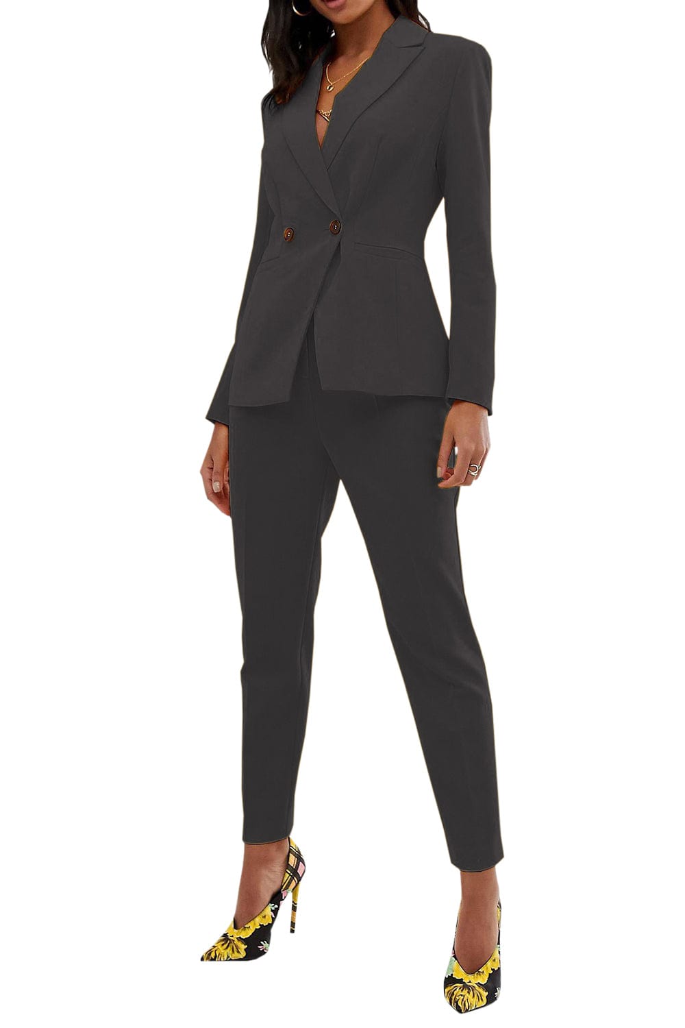 solovedress Women Suit 2 Piece Business Casual Peak lapel Blazer(Blazer+Pants)